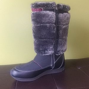 💕Unique Timberland wedge boot with gray fur